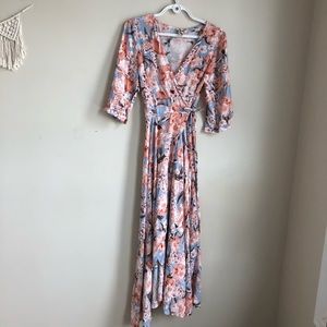 Jaase floral wrap flowy maxi dress medium